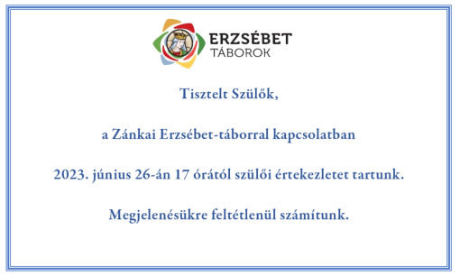 Zánkai Erzsébet-tábor szülői értekezlet